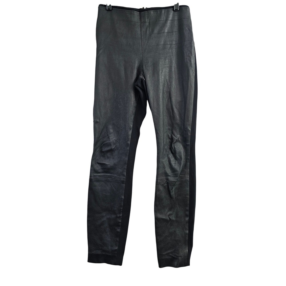 Rag & Bone Skinny Pants Womens 4 Black Solid Lamb Leather Front Sexy Edgy EUC